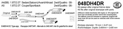 Pakoputkisto, vaimennin tuplaulostulolla Audi A5 1.8T/2.0T Coupe/Sportback 2WD/Quattro 06-, Simons