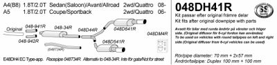 Pakoputkisto, vaimennin tuplaulostulolla Audi A5 1.8T/2.0T Coupe/Sportback 2WD/Quattro 06-, Simons