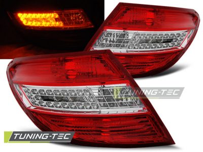 Led takavalot Mercedes-Benz C-srj W204 Sedan vm.07-10, puna/valko 