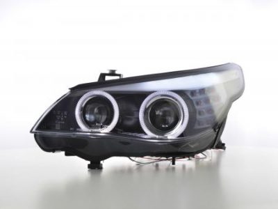 Ajovalot Angel Eyes LED Xenon/AFS D2S  BMW 5-srj E60/E61 vm.07-10 musta FK-automotive