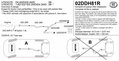 Pakoputkisto Volvo V70/XC70 D4/D5 AWD 1.6D/D2/D3/D4 2WD 08-, Simons