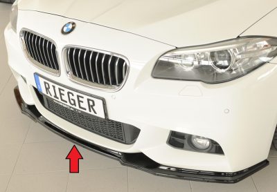 Etuspoileri / lippa BMW F10 / F11, autohin joissa M-sport etupuskuri, kiiltävän musta, Rieger