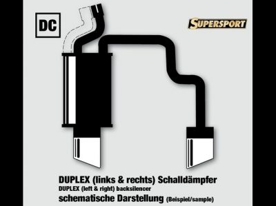 Supersport Ruostumaton äänenvaimennin tupla ulostulo Bmw E46 Sedan,Touring, Coupé,Cabrio  vm:09/00- : 320D Diesel 97,100,110KW) TÜV-hyväksytty