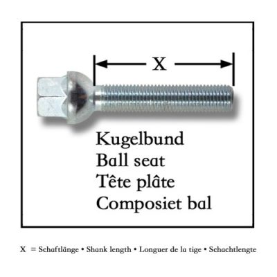 Pyöränpultit M12x1,5 39mm, (10kpl) , pallokanta, JOM