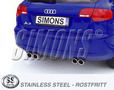 Vaimennin tuplaulostulolla Audi A3 (8PA) 2WD 1.4TFSi/2.0TSFi 04-, Simons