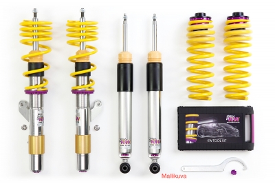 Coilover Audi A3; (8V) ilman sähköistä tasonsäätöä myös sedan + Sportback; 2WD; only vehicles with IRS isk.halk. Ø 55mm vm.05/12- akselimassat etu:-980 taka:-975, KW Variant 2