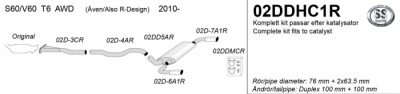 Pakoputkisto, vaimennin tuplaulostulolla Volvo S60/V60 T6 AWD 10-, Simons