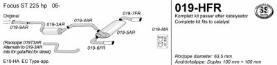 Pakoputkisto Ford Focus ST 225hp vm.2006-, Simons
