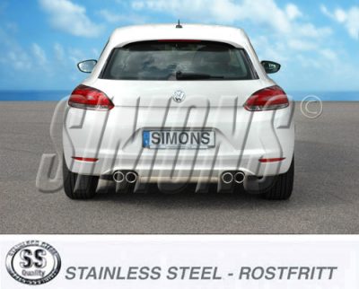 Pakoputkisto, vaimennin tuplaulostulolla VW Scirocco 2.0TSFi/1.8TSi/1.4TSi 08-, Simons