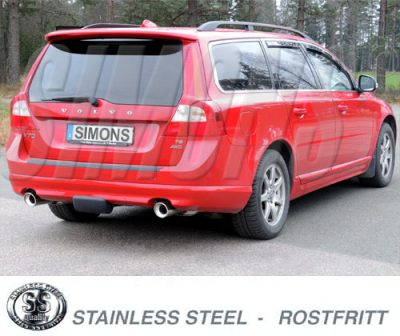 Pakoputkisto, vaimennin tuplaulostulolla Volvo V70/XC70 T6 AWD 07-, Simons