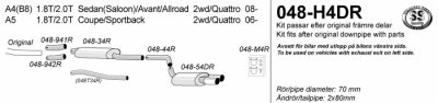 Pakoputkisto Audi A4 (B8) 1.8T/2.0T Sedan/Avant 2WD/Quattro 08-, Simons