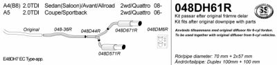 Pakoputkisto, vaimennin tuplaulostulolla Audi A4 (B8) 2.0TDi Sedan/Avant/2WD/Quattro 08-, Simons