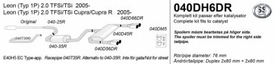 Pakoputkisto Seat Leon (Typ 1P) TFSi/TSi 05-, Simons