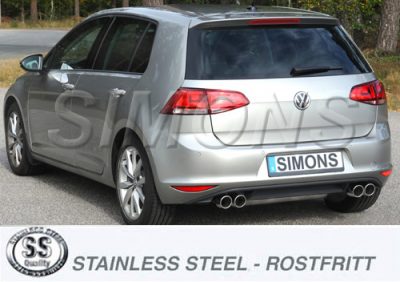 Pakoputkisto, vaimennin tuplaulostulolla VW Golf VII 1.2TSI/1.4TSI 12-, Simons