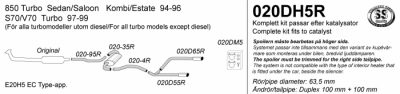 Pakoputkisto Volvo 850 Turbo Sedan/STW vm.94-96 / S70/V70 Turbo vm.97-99, Simons