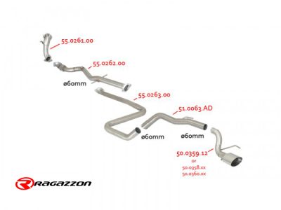 Keskiputki, ruostumaston teräs Opel Astra J GTC 1.6 Turbo (132kW) vm.2011-2013, Ragazzon