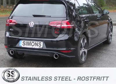 Pakoputkisto, vaimennin tuplaulostulolla VW Golf VII GTI 2.0TSI 12-, Simons